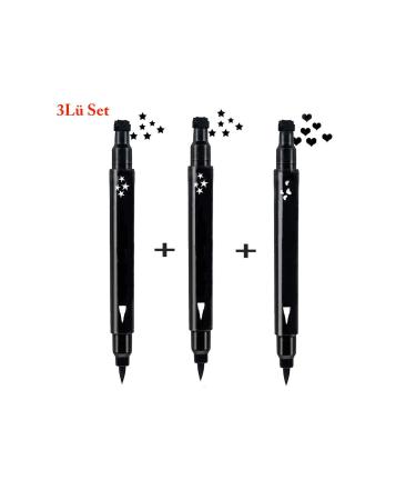 Cosmetichane Double Ended Eyeliner Two Stars Heart Patterned 3-Piece Mega Set