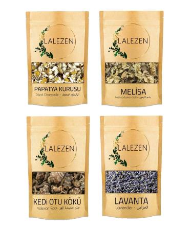 LALEZEN Relaxing Tea - 50 Gr Melissa - 50 Gr Valerian - 50 Gr Lavender - 50 Gr Chamomile