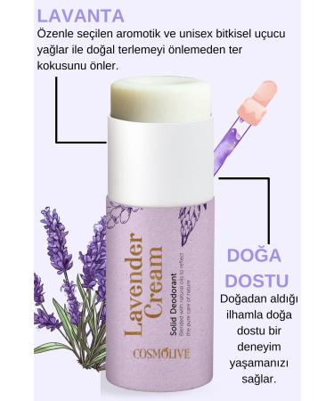 Cosmolive Natural Roll On Stick Underarm Deodorant Organic Roll-On Unscented Lavender Cream 80gr - Buy Online on GoSupps.com