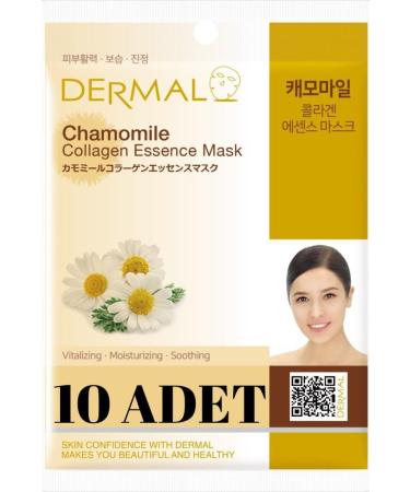 Dermal 10 Pieces Chamomile Extract Collagen Face Mask I Revitalizing Moisturizing Smoothing