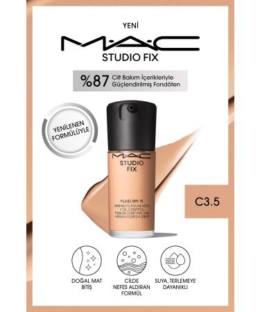 Mac RENEWED FORMULA STUDIO FIX FLUID SPF 15 MATTE FOUNDATION-C3.5 30 ML..