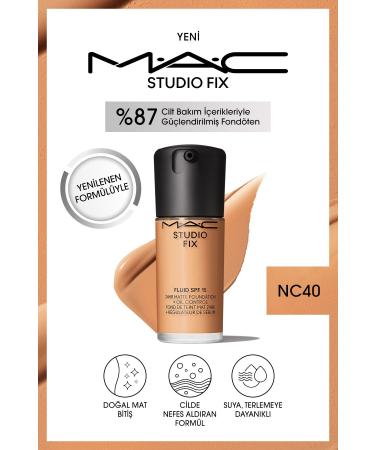 Mac RENEWED FORMULA STUDIO FIX FLUID SPF 15 MATTE FOUNDATION-NC40 30 ML