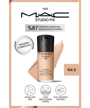 Mac NEW NATURAL MATTE FINISH STUDIO FIX FLUID SPF 15 MATTE FOUNDATION-N4.5 30 Ml
