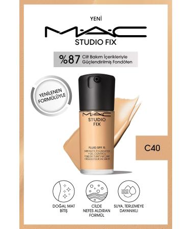 Mac NEW NATURAL MATTE FINISH STUDIO FIX FLUID SPF 15 MATTE FOUNDATION-C40 30 Ml