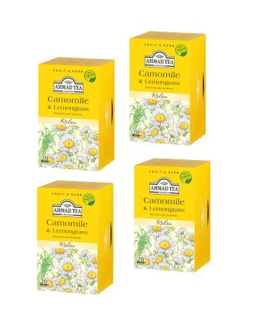 Ahmad Tea Organic Chamomile Tea 4X Pack of 20 Glass Shaking Camomile Lemongrass
