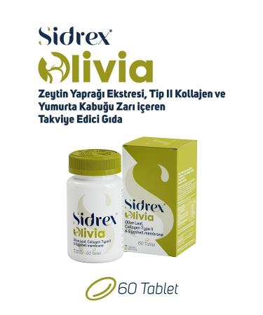 SIDREX Olivia Olive Leaf Extract Type 2 Collagen Eggshell Membrane Containing Supplementary Food 60 Tablets