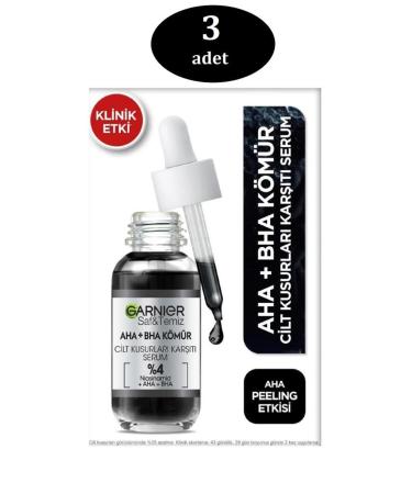 Garnier Charcoal Skin Imperfections Anti-Blackhead Black Serum Peeling Effect Aha Bha 30ml. X 3 PCS - Buy Online on GoSupps.com