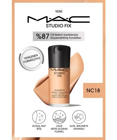 Mac 24 Hour Lasting Matte Foundation - Studio Fix Fluid Spf15 - Color: NC18 - 30ml