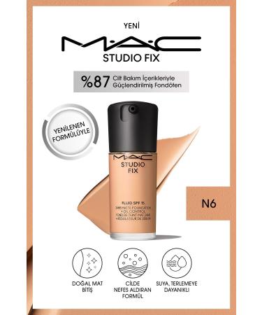 Mac NEW NATURAL MATTE FINISH STUDIO FIX FLUID SPF 15 MATTE FOUNDATION-N 6 30 Ml