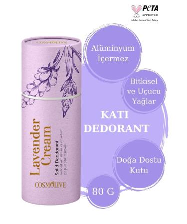 Cosmolive Natural Roll On Stick Underarm Deodorant Organic Roll-On Unscented Lavender Cream 80gr