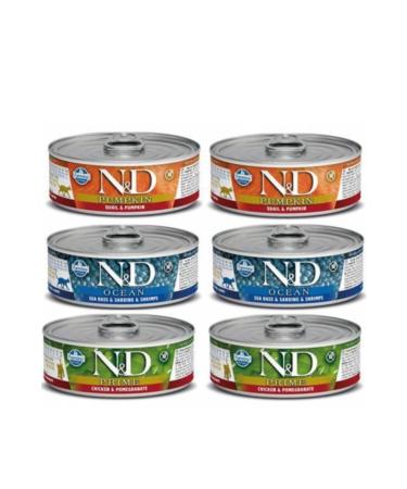 N & D 3 Types of Canned Food 6pcs