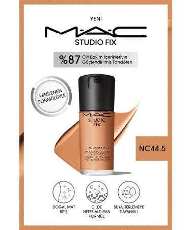 Mac NEW NATURAL MATTE FINISH STUDIO FIX FLUID SPF 15 MATTE FOUNDATION-NC44.5 30 Ml