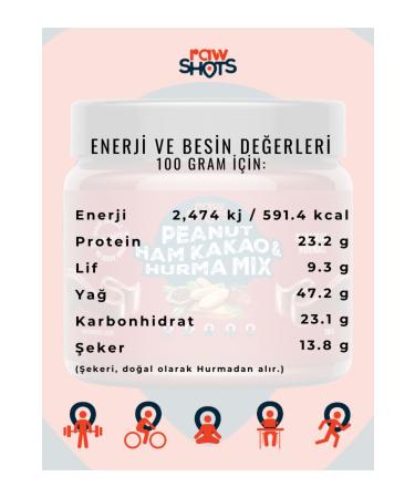 Raw Shots RawShots PeaNut Raw Cocoa & Date Mix Peanut Butter 280g - Buy Online on GoSupps.com