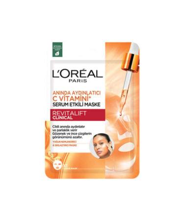 Baby ( CLAY MASK GIFT ) L'Oreal Paris Instant Brightening Vitamin C Serum Mask 26g ( 1 PIECE )