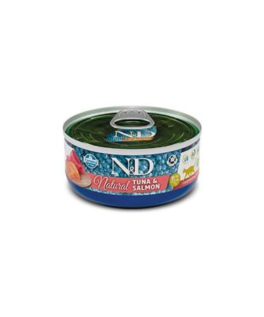 N & D Natural Tuna Fish and Salmon Canned Cat Food 140 gr