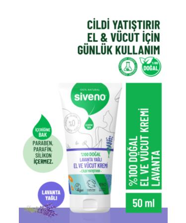 Siveno 0 Natural Hand and Body Cream Lavender Skin Soothing Repairing Intensive Moisturizer Vegan 50 ml
