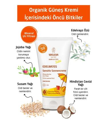 Weleda Edelweiss Organic Sunscreen Cream 50 ml Spf 50 - Buy Online on GoSupps.com