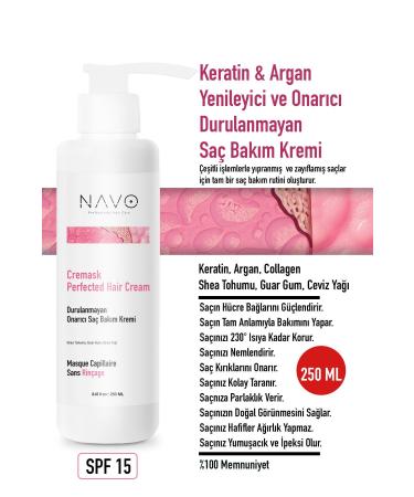 NAVO Argan & Keratin Bond Repair and Styling Hair Care Cream 250ml (CREMASK PERFECTED HAIR CREAM)