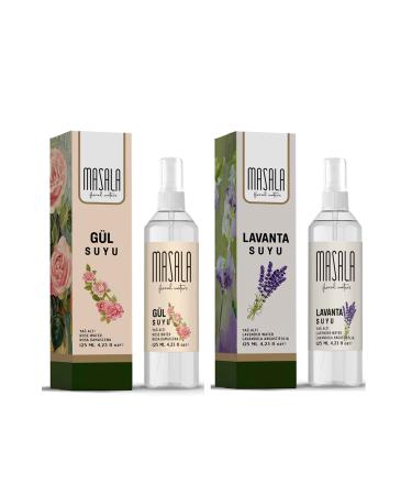 Masala Hydrolat Set 0 Natural Oil Pure Rose Water - Lavender Water (2 x125 ml.)