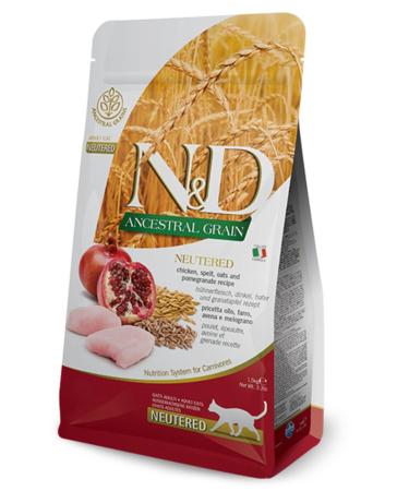 N & D Chicken and Pomegranate Low Grain Sterilized Cat Food 1.5kg