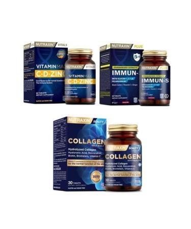 Nutraxin Beta Glucan Content 5 In 1 Immuns 60 Tablets Vitamin Max Cd-z nc Hydrolyzed Collagen Containing 30 Tablets
