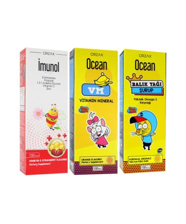 IMUNOL Imunol Syrup+Ocean Orange Vitamin Mineral Syrup+Ocean Orange Fish Oil Syrup Advantage Package