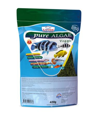 Lotus Pure Algae Veggie Pro Chips 420 Gr Tropical Tanganyika Cichlid Bag Fish Food
