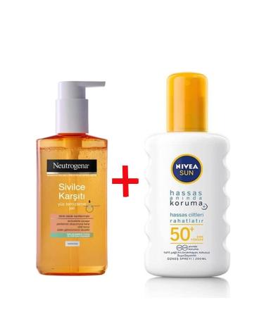 Neutrogena Visibly Clear Anti-Acne Facial Cleansing Gel and Nivea Sensitive Skin High Sun Protection