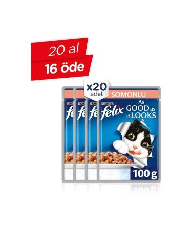 FELIX Salmon Adult Cat Pouch X 20 Pcs