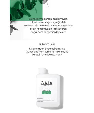 Gaia London After Sun Aloe Vera Anti-Redness Peeling Flaking Cream Gel 100ml - Buy Online on GoSupps.com