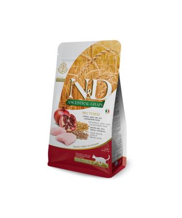 N & D Ancestral Grain Neutered Low Grain Chicken and Pomegranate Sterilized Cat Food 1.5 Kg