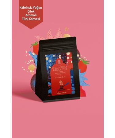 Mim and More Decaf Strawberry Turkish Coffee Strawberry Flavored Decaffeinated Turkish Coffee 200 Gr