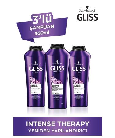 Gliss Intense Therapy Restructuring Shampoo - With Omega Plex and Acai Berry 360 ml X 3 Pcs
