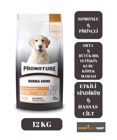 pronature Medium and Large Breed Adult Dry Dog Food (DERMA SHINE) - Salmon and Rice (12KG)