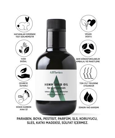 Alfheim Hemp Seed Oil / For Professionals / Nourishing Softening Moisturizing Massage Oil / 250 ml