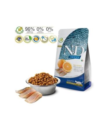 N & D Ocean Herring Fish & Orange Grain-Free Sterilized Cat Food 1.5 Kg - Buy Online on GoSupps.com