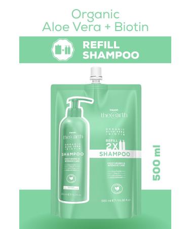 Tresan The Earth Organic Aloe Vera Biotin Shampoo Refill Pouch 500 ml X2