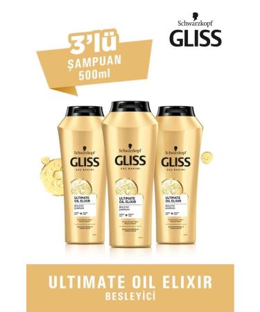 Gliss Ultimate Oil Elixir Nourishing Shampoo 500 ml X 3 Pieces