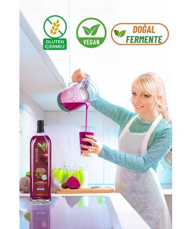 Hanzade Herbal Beet Kvass Fermented Red Beetroot Cure 1 Liter Glass Bottle - Buy Online on GoSupps.com