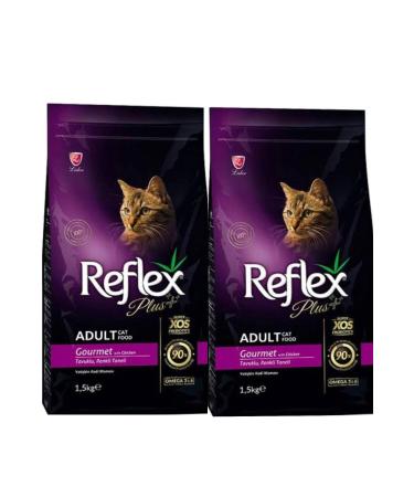 Reflex plus chicken colored granulated adult cat food 2 pieces 1.5 kg