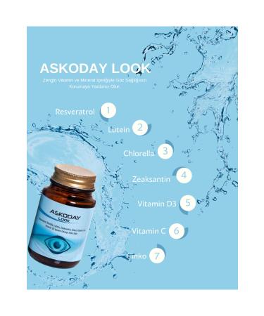 ASKODAY LOOK - EYE HEALTH SUPPLEMENT CONTAINING CHLORELLA RESVERATROL LUTEIN AND VITAMINS - Buy Online on GoSupps.com