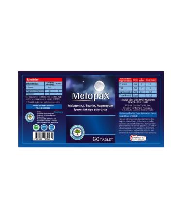 Melopax Melatonin L-theanine Magnesium Supplementary Food 60 Tablets - Buy Online on GoSupps.com