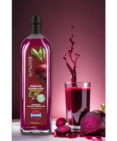 Hanzade Herbal Beet Kvass Fermented Red Beetroot Cure 1 Liter x 3 Glass Bottles - Buy Online on GoSupps.com