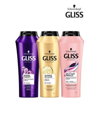Gliss Intense Therapy Shampoo 500 ml Ultimate Oil Elixir 500 ml Shampoo Split Hair Miracle 500 - Buy Online on GoSupps.com