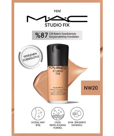 Mac 24 Hour Lasting Matte Foundation - Studio Fix Fluid Spf15 - Color: Nw20 - 30ml