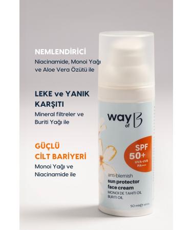 Way of B Anti-Blemish Sunscreen Face Cream Monoi and Buriti Oil Face Sunscreen - Buy Online on GoSupps.com