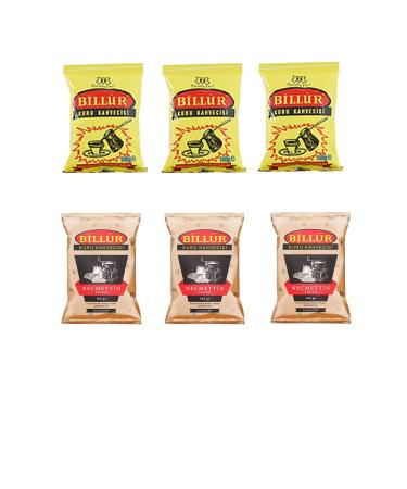 Billur Coffee Set (3 Pieces Turkish Coffee 100gr + 3 Pieces Dibek Necmettin Coffee 100gr)