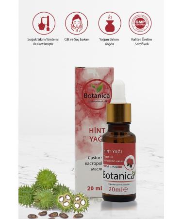 botanica Castor Oil - Ricinus Communis - ( Hair and Eyelash Growth ) Nourishing and Moisturizing Castor Oil 20 ml