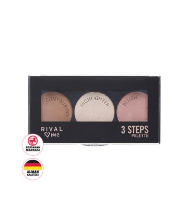 Rival Loves Me Powder Palette 3 Steps 10 Contour Highlighter Blush 3 in 1
