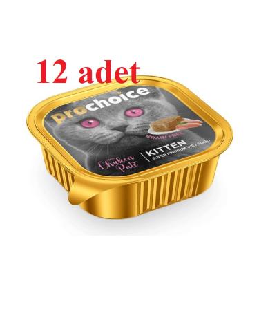 PROCHO SE Pro Choice Prochoice Kitten Pate Chicken Alu Tray Kitten Canned Food 100 gr x 12 Pieces